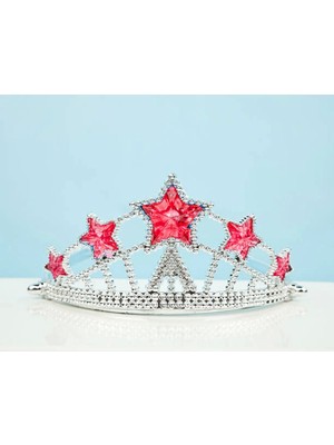 Tolzan Kırmızı Yıldız Taşlı Plastik Kraliçe Prenses Elsa Tacı Çocuk Boy