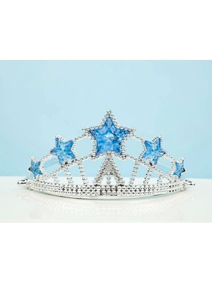 Tolzan Mavi Yıldız Taşlı Plastik Kraliçe Prenses Elsa Tacı Çocuk Boy