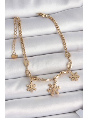 316L Çelik Gold Renk Sallantı Kar Tanesi Model Kadın Bileklik