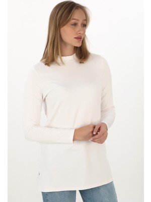 Viskon Dik Yaka Tunik-Krem