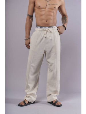 Nunu By King Likralı Keten Baggy Pantolon