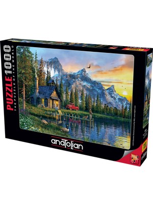 Anatolian 1000 Parça Puzzle – Dağ Evinde Günbatımı, Orta Zorluk Seviyesi, Dayanıklı Mukavva, Yetişkinlere Uygun