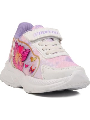Beyaz-Lila Tekstil Çocuk Spor Ayakkabı Ruffon 2340 P