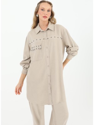 Puane Cep Kapağı Taş Çakmalı Kadın Tunik 10527