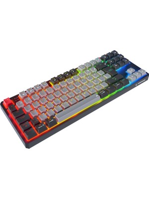 Rampage YORU TKL PRO Gri/Siyah 2.4ghz+BT5.0+Type-C 5 Bağlantı OUTEMU Red Swich Q Kablosuz RGB Mekanik Oyuncu Klavyesi