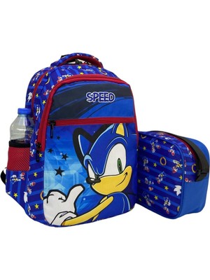 Yeni Sezon Speed Desenli 2' Li Erkek Okul Çantası + Beslenme Çantası Seti