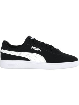 Puma Smash 3.0 Buck Siyah - Beyaz Sneaker Erkekler İçin Düz Kauçuk Tabanlı Rahat Ayakkabı