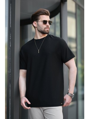 Siyah Basic Bisiklet Yaka Erkek Tişört E7133