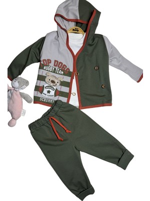 Mini Baray Çoban Düğmeli 3 Lü Erkek Penye Takım