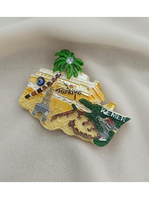 Magnet Gemi Deniz Kule Palmiye Nazar Göz Boncuk Taşlı Mıknatıslı Buzdolabı Süsü