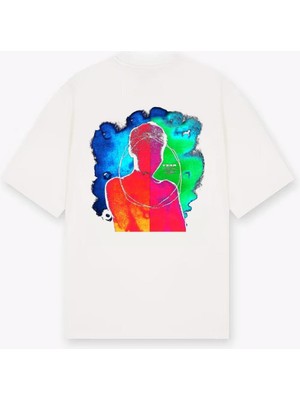Nomarc Fear Arkası Renkli Baskılı Beyaz Tshirt