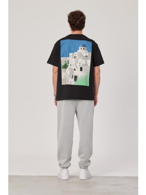 Nomarc Mykonos Baskılı Siyah Tshirt