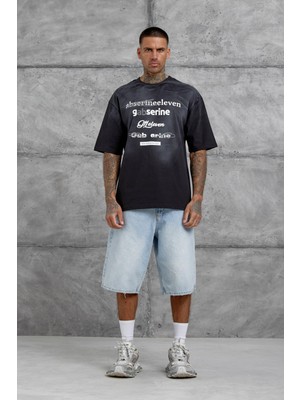 Nomarc Siyah Gabserine Yazılı Oversize Tshirt