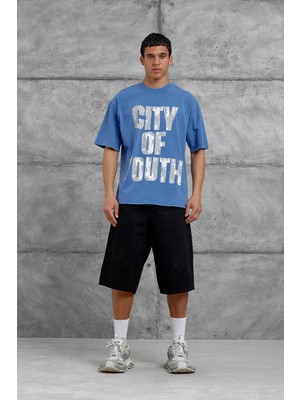 Nomarc Mavi City Of Youth Baskılı Oversize Tshirt