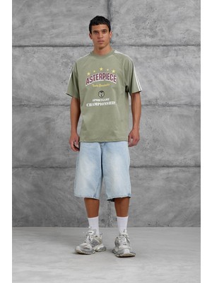 Nomarc Yeşil Asterpiece Yazılı Oversize Tshirt