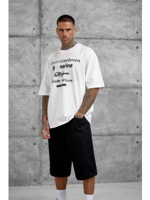 Nomarc Beyaz Gabserine Yazılı Oversize Tshirt