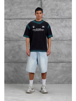 Nomarc Siyah Restart Baskılı Oversize Tshirt