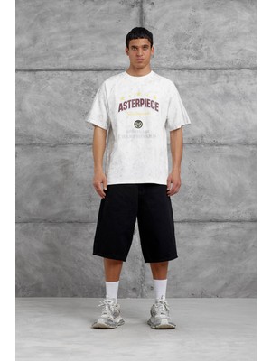 Nomarc Beyaz Asterpiece Yazılı Oversize Tshirt