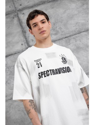 Nomarc Beyaz Spectravision Detaylı Oversize Tshirt