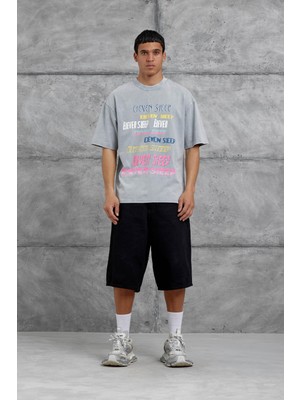 Nomarc Gri Eleven Sleep Baskılı Oversize Tshirt
