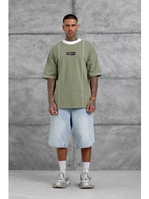 Nomarc Haki Dont Cry Baskılı Oversize Tshirt