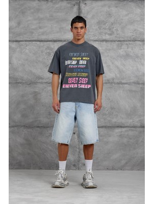 Nomarc Füme Eleven Sleep Baskılı Oversize Tshirt