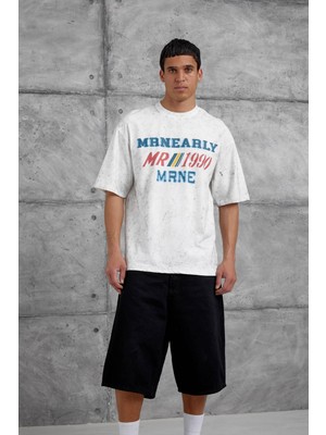 Nomarc Beyaz Mrnearly Yazılı Oversize Tshirt