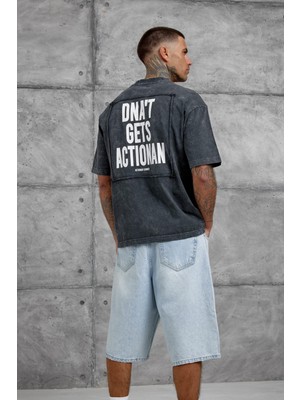Nomarc Füme Parça Detaylı Yıkamalı Oversize Tshirt