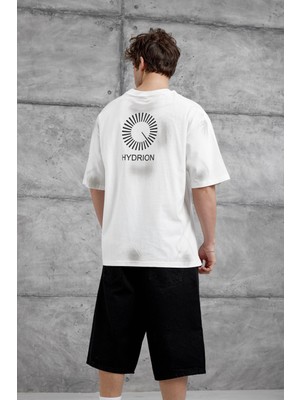 Nomarc Beyaz Arka Hydrion Yazılı Oversize Tshirt