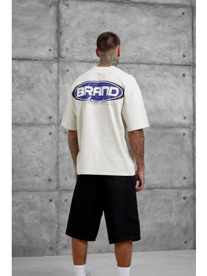 Nomarc Krem Brand Authentic Yazılı Oversize Tshirt