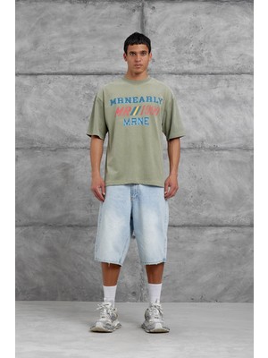 Nomarc Yeşil Mrnearly Yazılı Oversize Tshirt