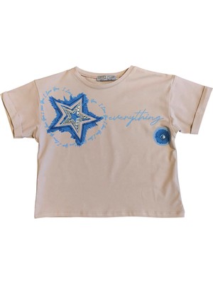 Kız Çocuk Taş Işlemeli Yıldız Tshirt