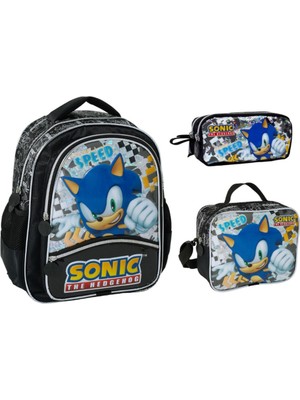 -Sonıc Ilk Ve Ortaöğretim Okul Çantası-Beslenme Ve Kalem Çantası Seti