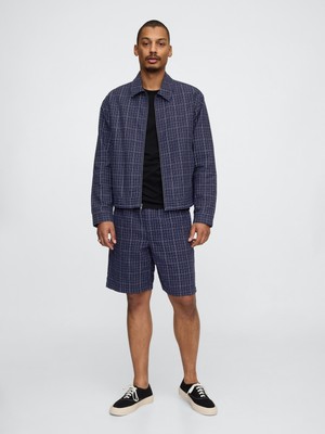 Erkek Lacivert Keten Şort