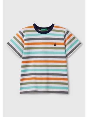 Benetton Erkek Çocuk Mix Bnt-B Çizgili Tshırt 3FHXC10MW-25Y-095