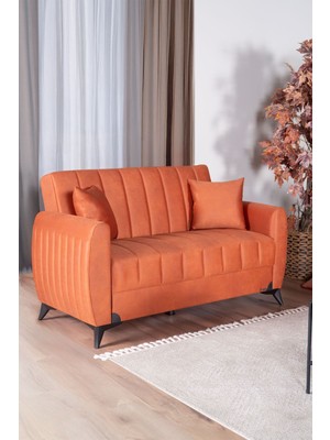 Linda Iki Kişilik Kanepe Yüksek Ayaklı Turuncu