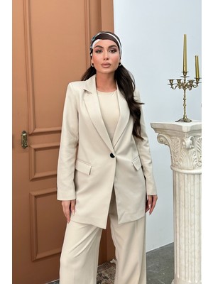 Kadın Blazer Ceket Rahat Kalıp Astarlı Tek Düğmeli Ceket