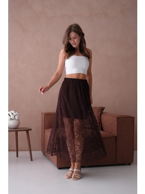Beli Lastikli Atarlı Tül Etek