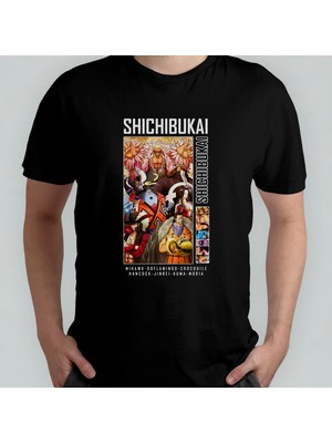 Pixxa One Piece Shichibukai Seven Warlords Unisex %100 Pamuklu Bisiklet Yaka T-Shirt