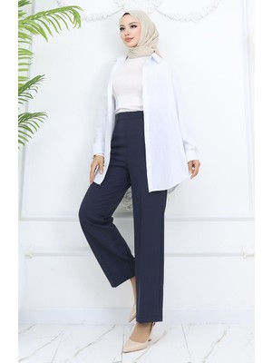 Sefa Merve Bol Paça Pantolon 4001-02 Lacivert