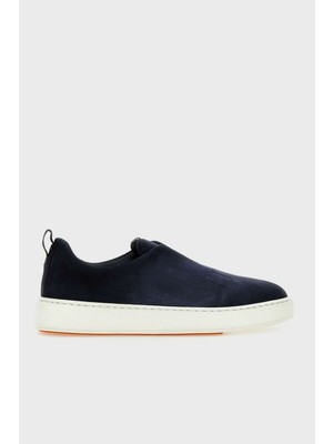 Santoni Logolu Süet Kalın Tabanlı Slip-On Sneaker Ayakkabı Erkek Ayakkabı MBCD21995BARTFEHU59