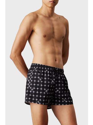 Calvin Klein Monogram Logo Baskılı Regular Fit Normal Bel Mayo Short KM0KM011720GO Erkek Mayo Short KM0KM01172 0go