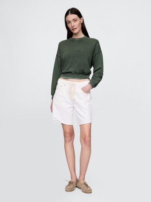 Gap Kadın Beyaz 8" Mid Rise '90s Loose Denim Bermuda Şort