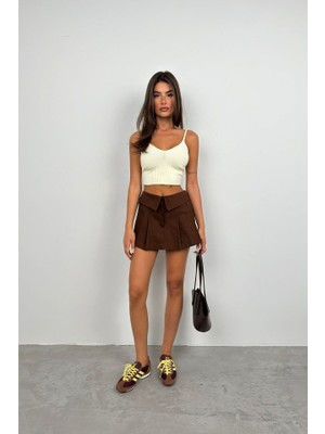 Nidam Butik V Yaka Crop Bluz