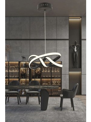 Eclipse Model Siyah Renk Metal Salon Mutfak Oturma Yatak Odası Modern LED Sarkıt Avize