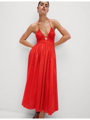 Marks & Spencer Pamuklu Halter Yaka Midaksi Plaj Elbisesi