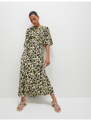 Marks & Spencer Desenli Yuvarlak Yaka Midi Elbise