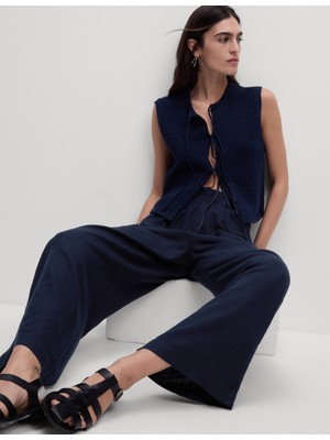 Marks & Spencer Keten Karışımlı Geniş Paça Pantolon