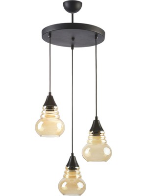 Oslo Modern Spor Balcam Siyah Renk Sarkıt Salon - Mutfak - Yatak Odası 3 Lü Avize