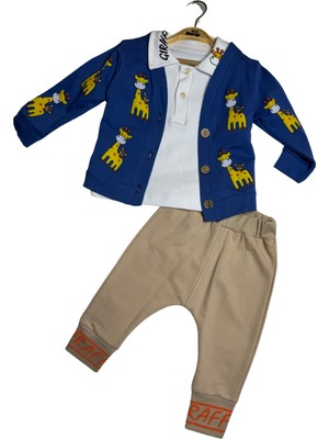 Mini Baray Zürafa Baskılı Ceketli Erkek 3 Lü Takım